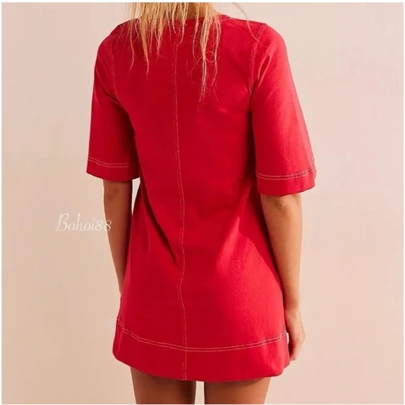 FP beach Portia mini tee shirt dress red XS - Picture 3 of 7